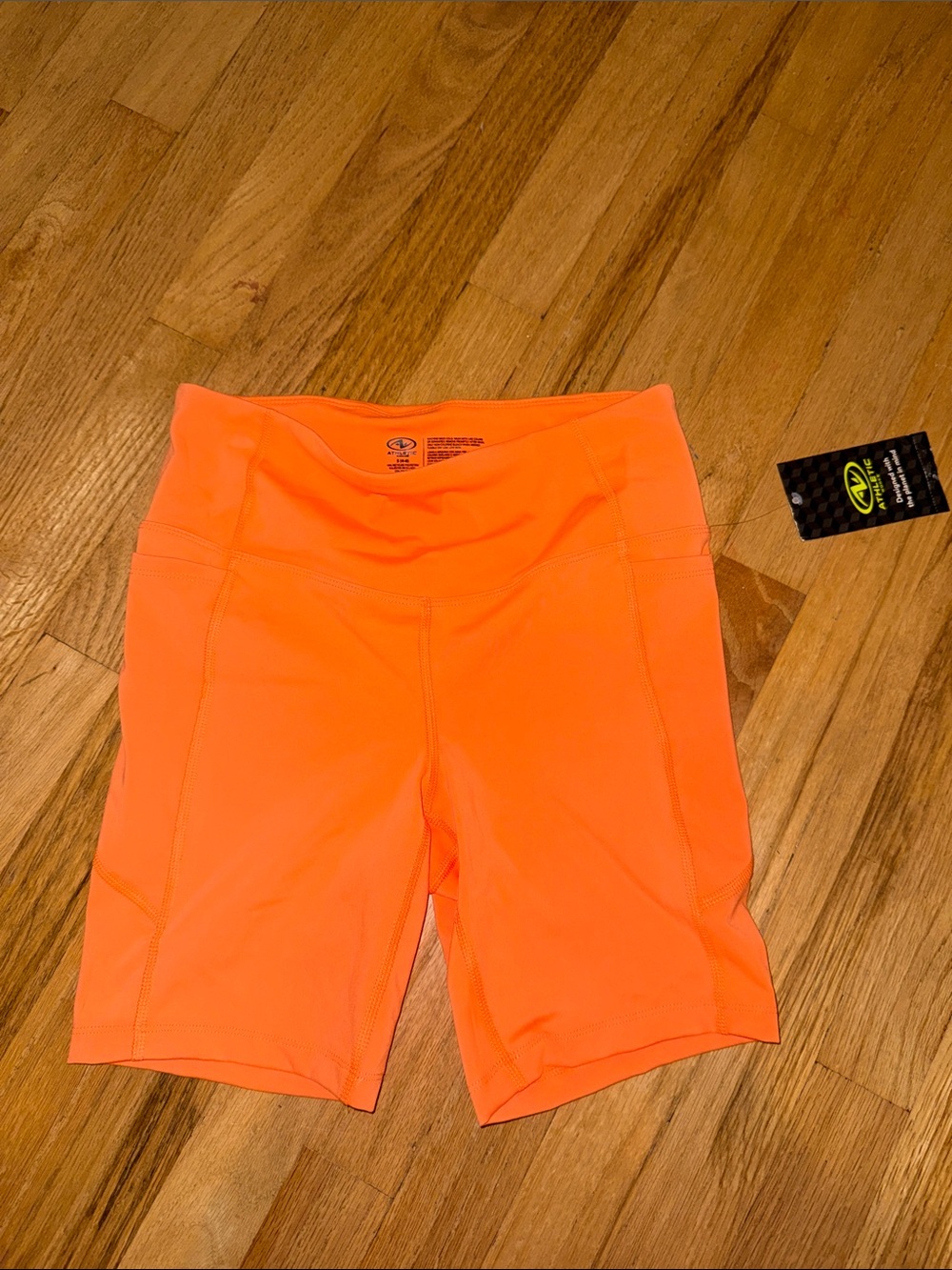 Athletic works orange bike shorts